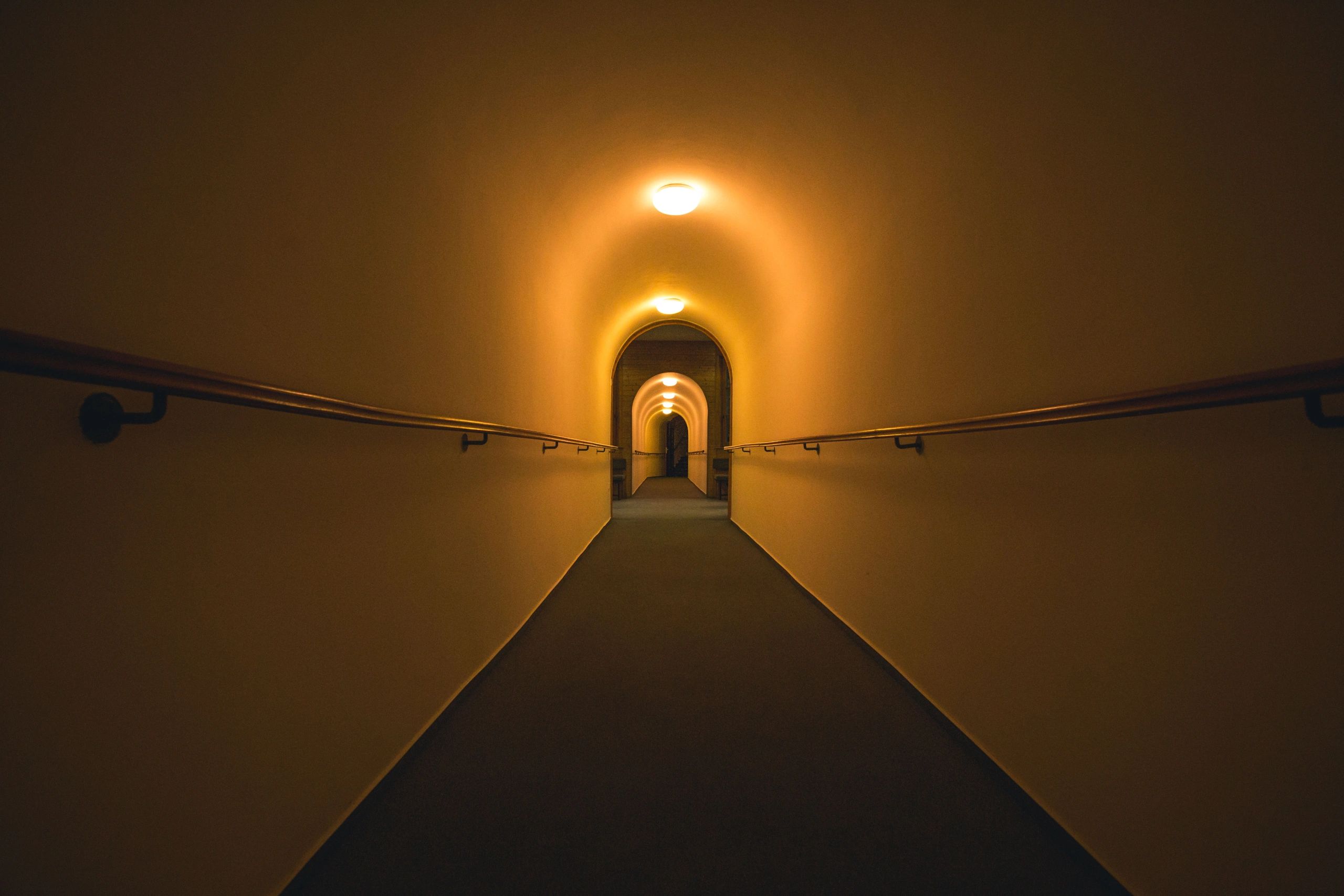 Underground tunnel evoking hardened infrastructure