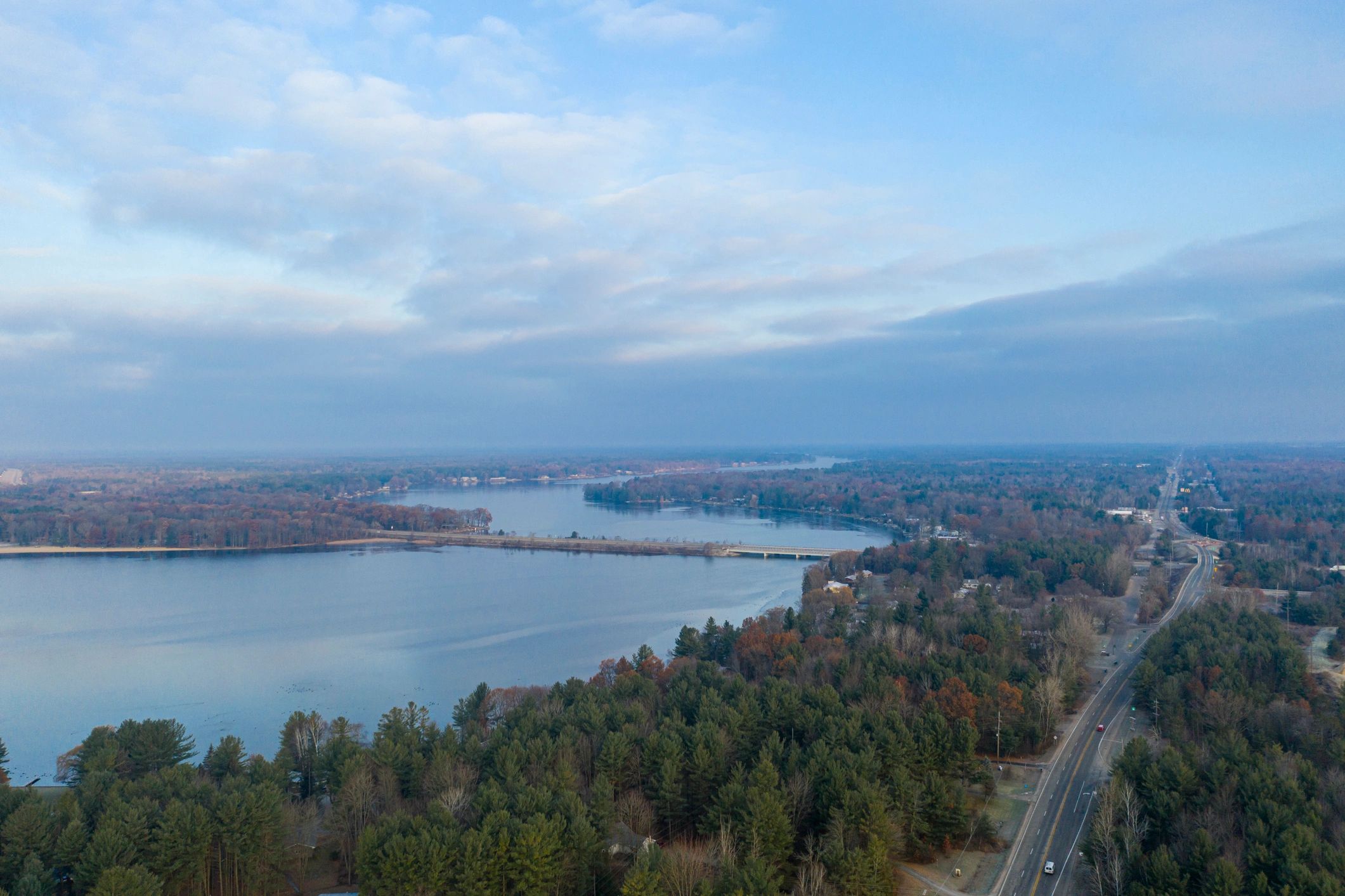 Aerial View of Street and Michigan Lake