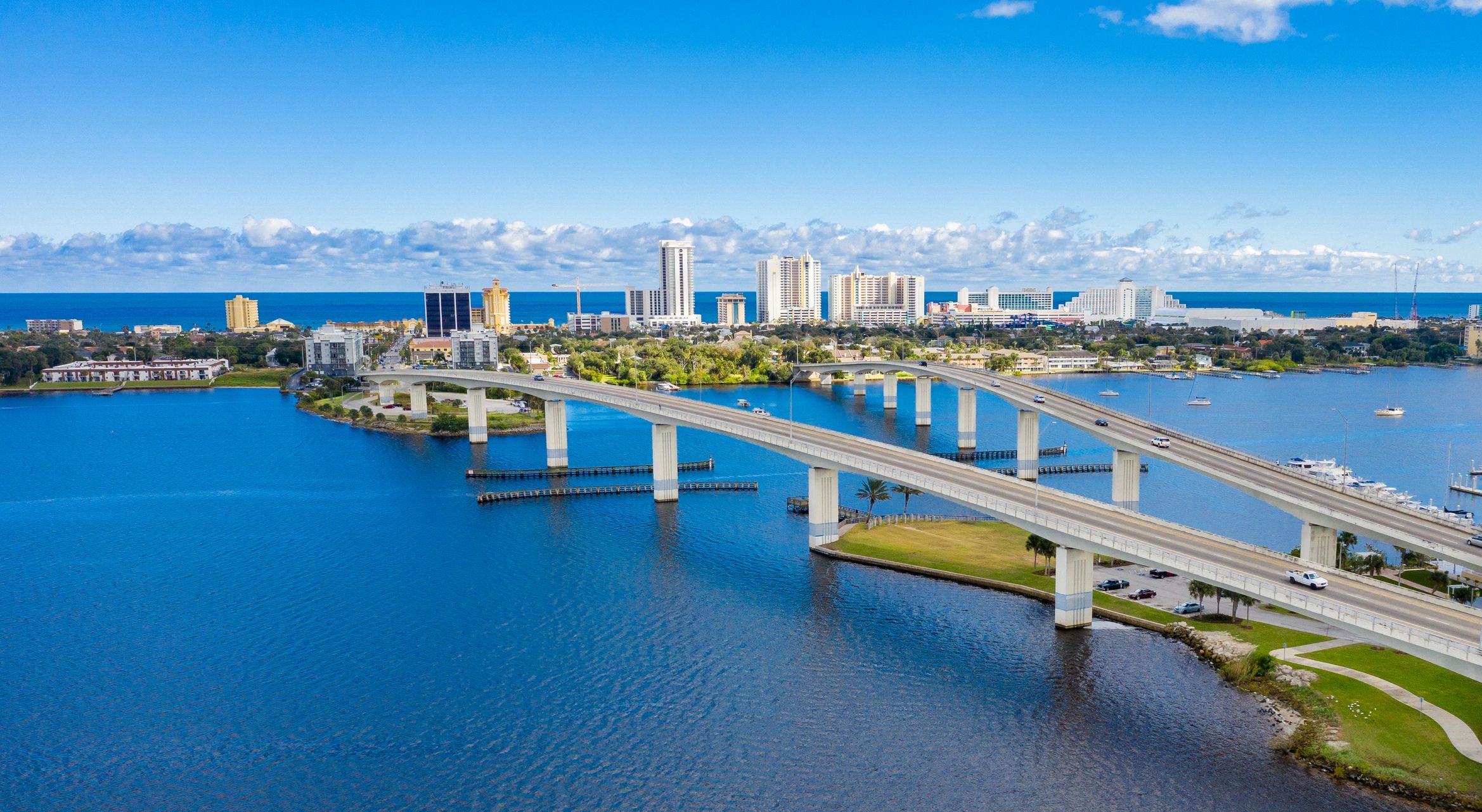 Daytona Beach Florida Skyline Aerial View