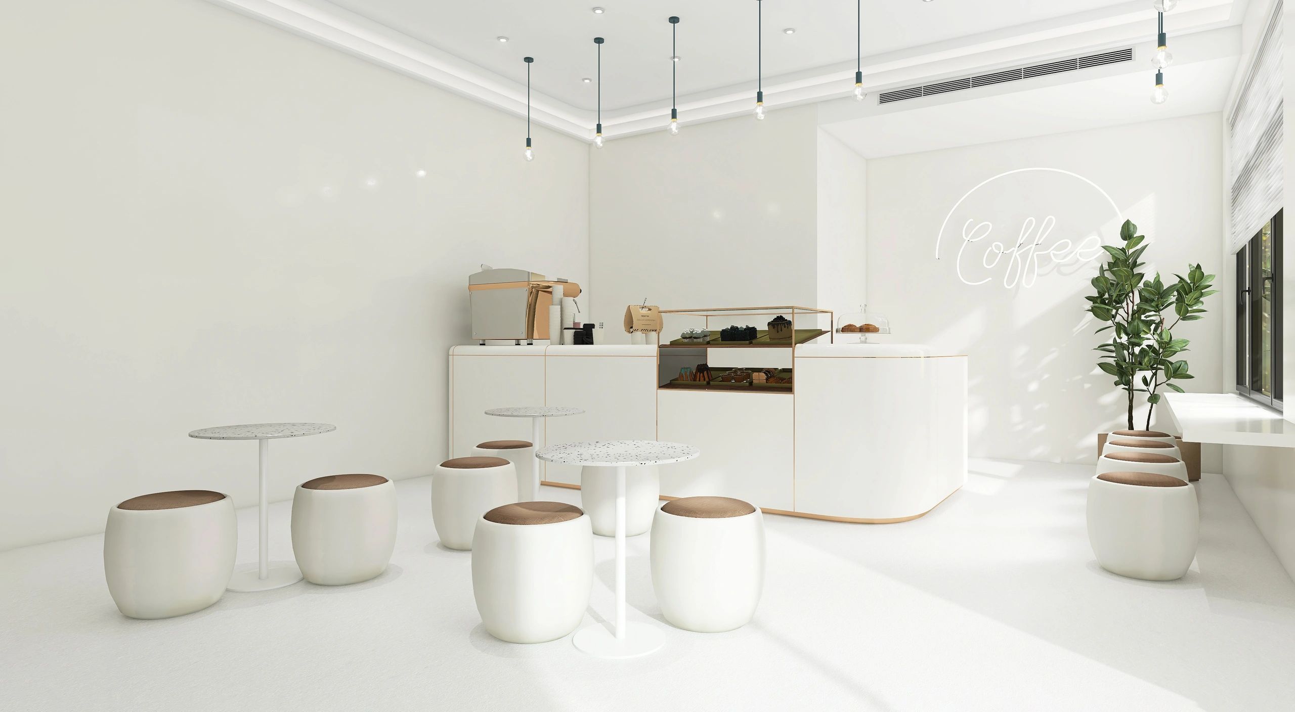Sitting area in modern Korean style cafe