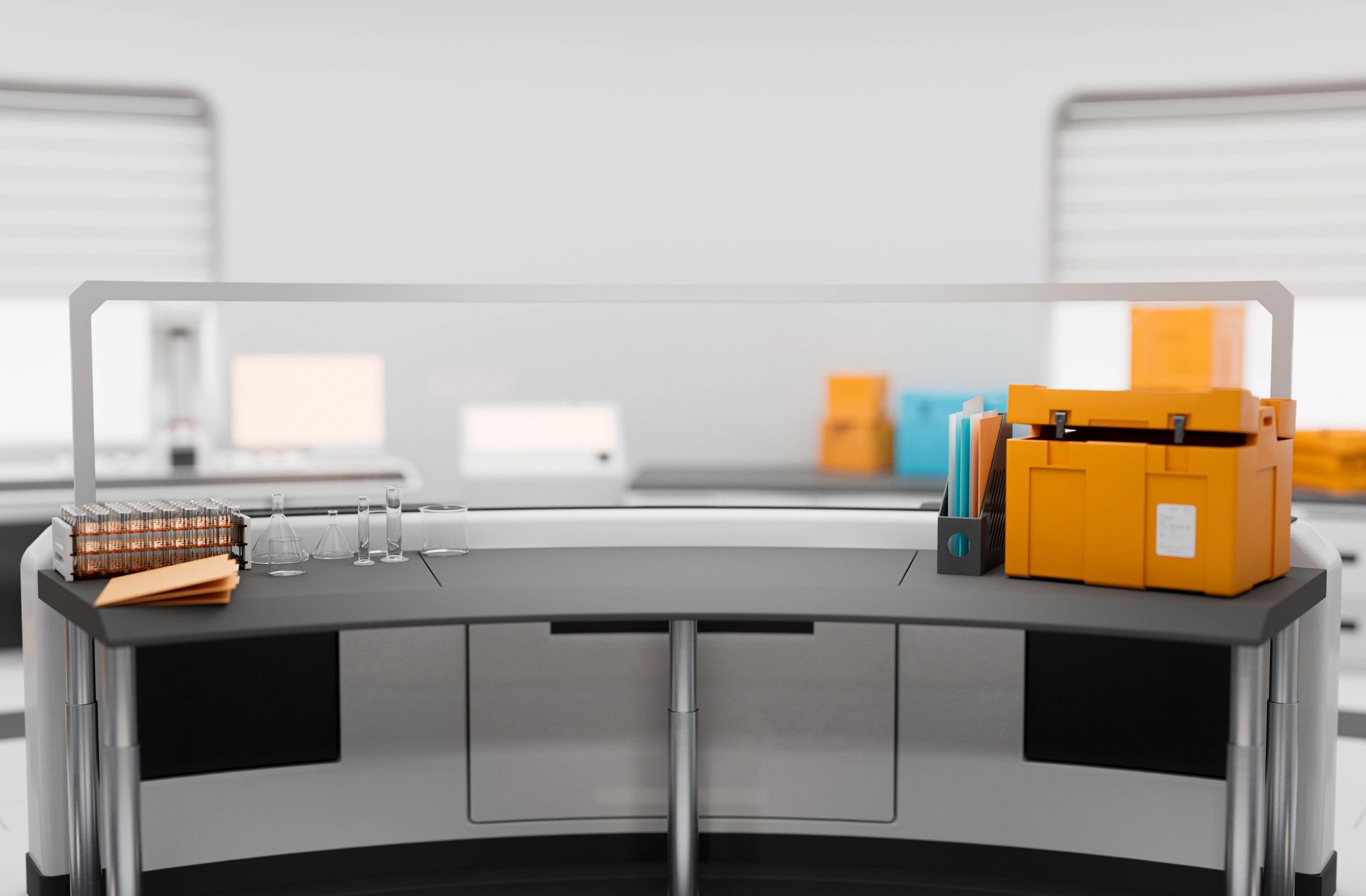 Bio-lab workstation representing contamination monitoring and research