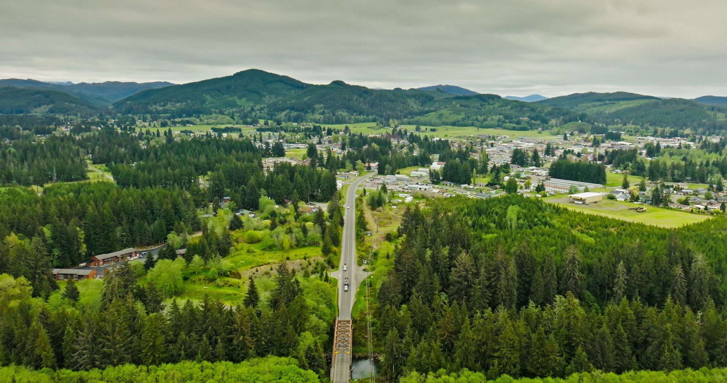 Aerial Washington landscape showing rural development context