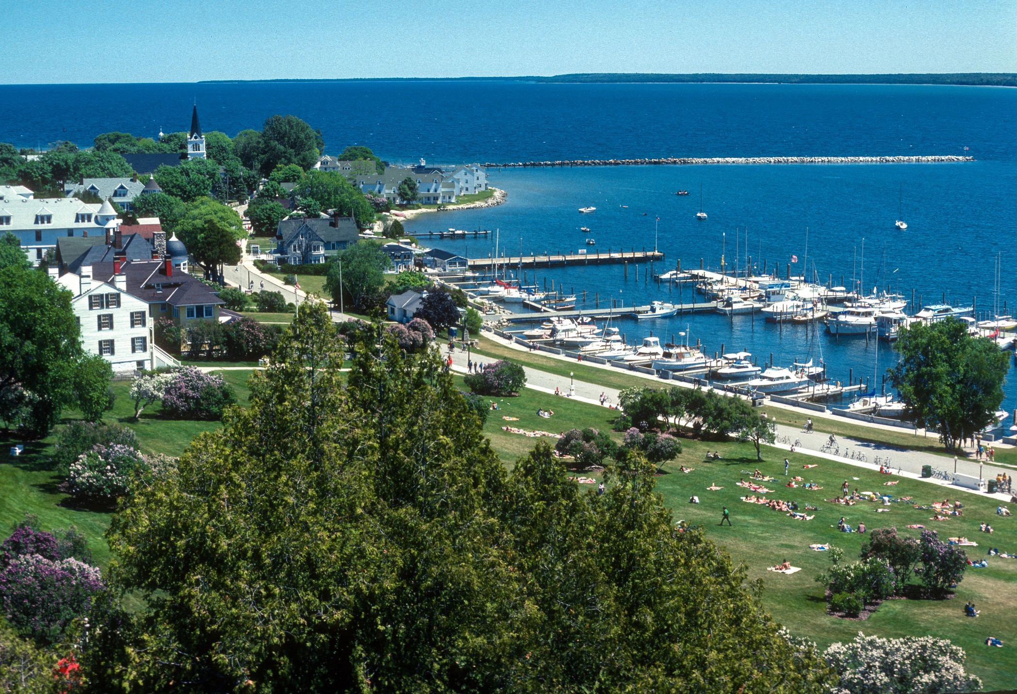 Michigan harbor and shoreline view