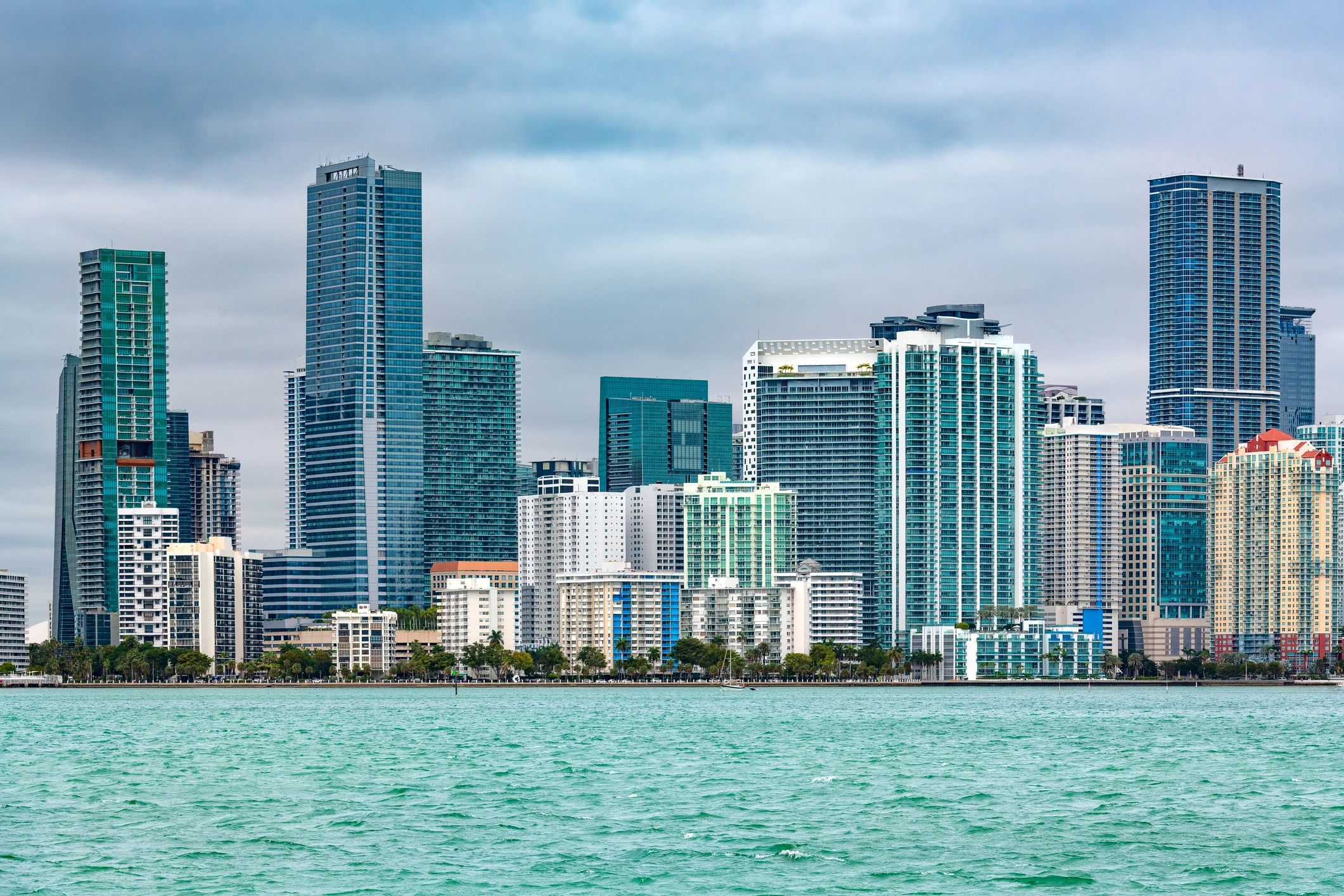 Modern Miami style waterfront skyline