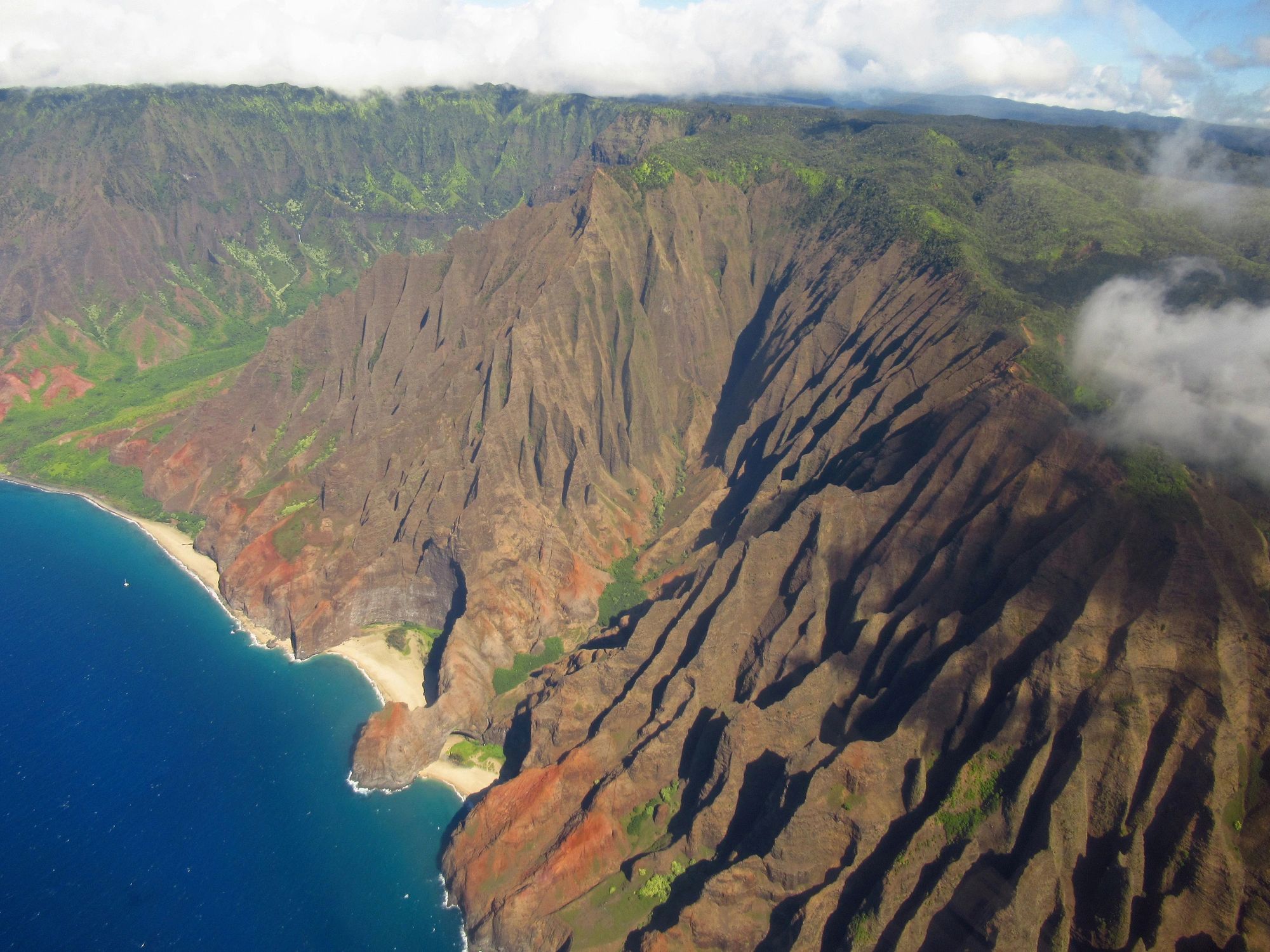 Nā Pali Coast in Kauai aerial view