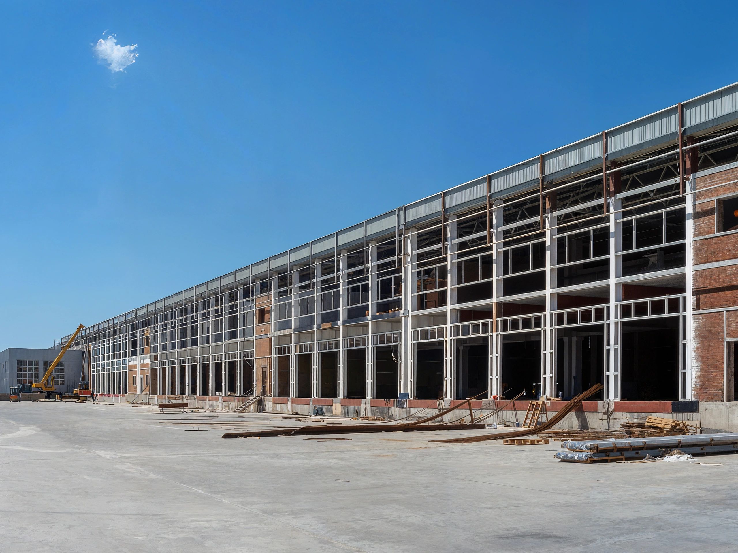 Steel structural construction for bunker-style building shell