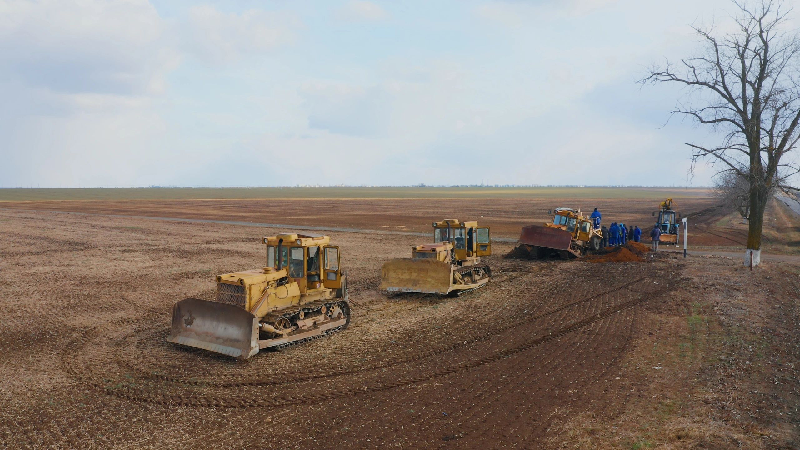 Heavy construction equipment at an underground infrastructure site