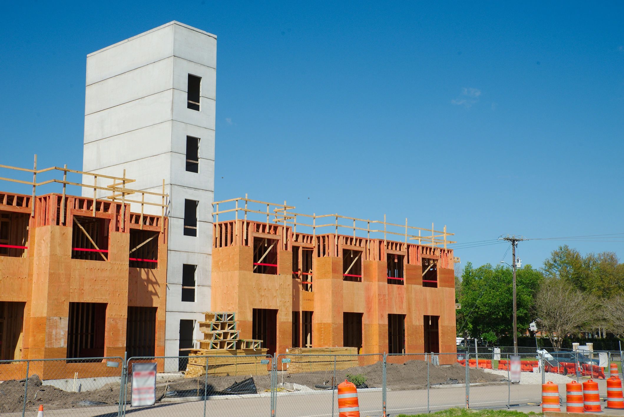 Construction progress scene representing bunker build phases